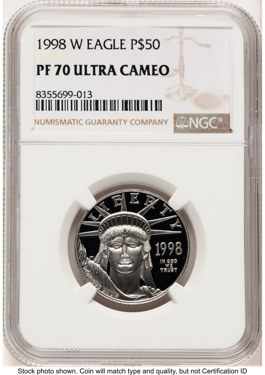 1998-W Proof Platinum Eagle 1/2 oz Brown Label NGC PF70 (784188008)