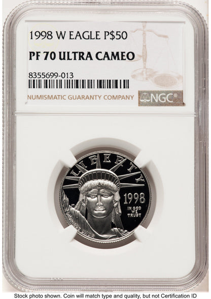 1998-W Proof Platinum Eagle 1/2 oz Brown Label NGC PF70 (784188008)