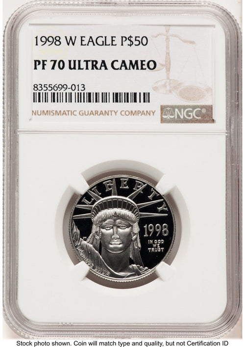 1998-W Proof Platinum Eagle 1/2 oz Brown Label NGC PF70 (784188008)