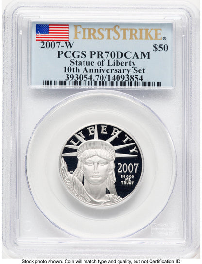 2007-W Proof Platinum Eagle 1/2 oz FS Flag PCGS PR70