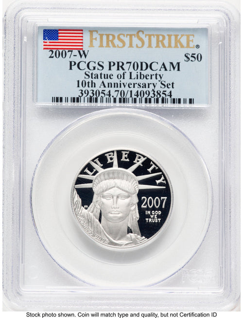 2007-W Proof Platinum Eagle 1/2 oz FS Flag PCGS PR70