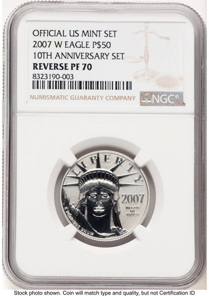 2007-W Reverse Proof Platinum Eagle 1/2 oz Brown Label NGC PF70 (784188013)
