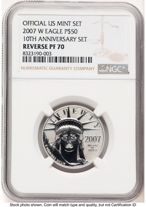 2007-W Reverse Proof Platinum Eagle 1/2 oz Brown Label NGC PF70 (784188013)