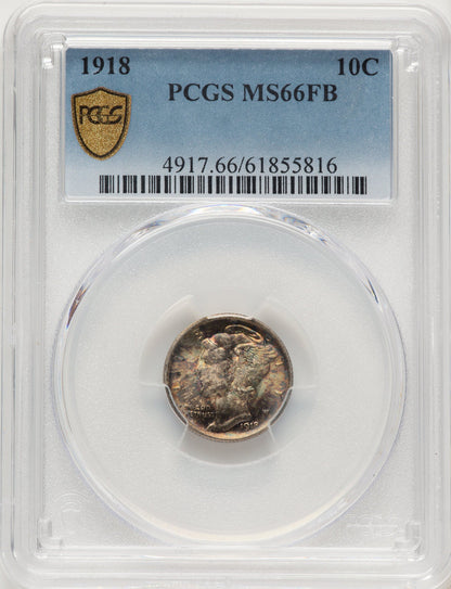 1918 10C FB Mercury Dime PCGS MS66