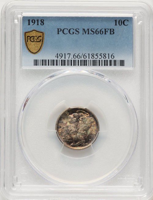1918 10C FB Mercury Dime PCGS MS66