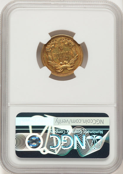 1882 $3 Three Dollar Gold Pieces NGC AU53