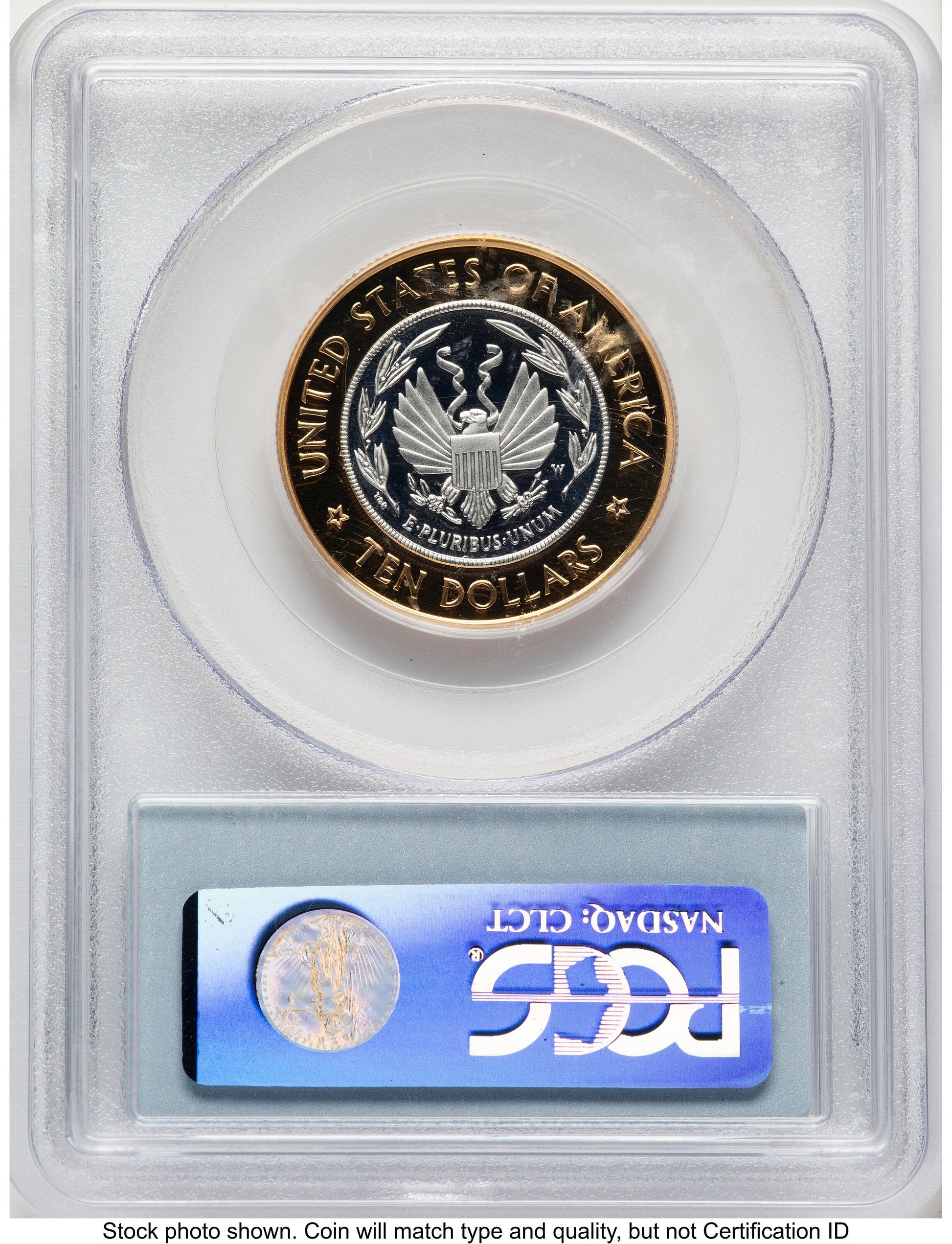 2000-W $10 Library of Congress Bi-Metallic Gold 0.2509 oz and Platinum 0.2509 oz Blue Label Modern Issues PCGS MS70