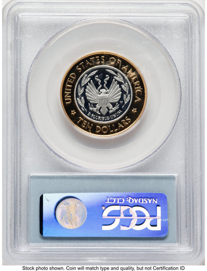 2000-W $10 Library of Congress Bi-Metallic Gold 0.2509 oz and Platinum 0.2509 oz Blue Label Modern Issues PCGS MS70