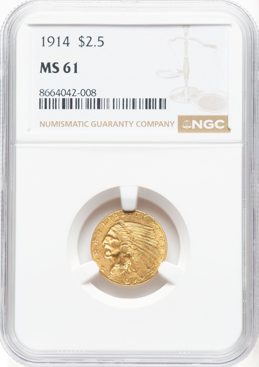 1914 $2.50 Indian Quarter Eagle NGC MS61
