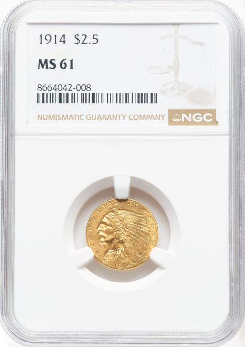 1914 $2.50 Indian Quarter Eagle NGC MS61