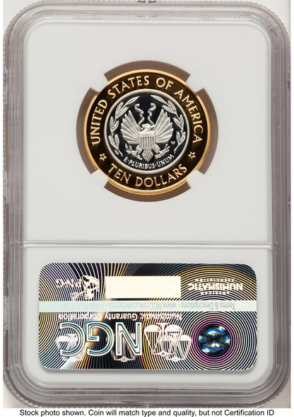 2000-W $10 Library of Congress Bi-Metallic Gold 0.2509 oz and Platinum 0.2509 oz Mike Castle Modern Issues NGC MS70