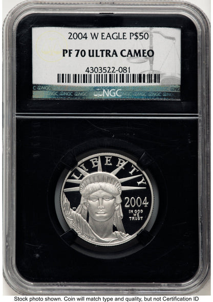 2004-W Proof Platinum Eagle 1/2 oz Black Label NGC PF70