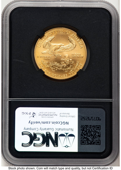 2008-W Burnished Gold Eagle 1/2 oz Miles Standish NGC MS70