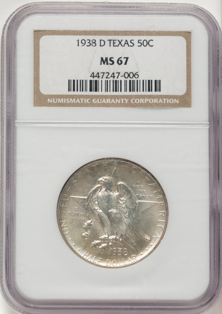 1938-D 50C Texas Commemorative Silver NGC MS67