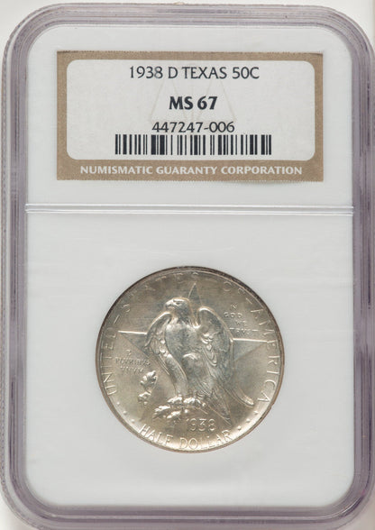 1938-D 50C Texas Commemorative Silver NGC MS67