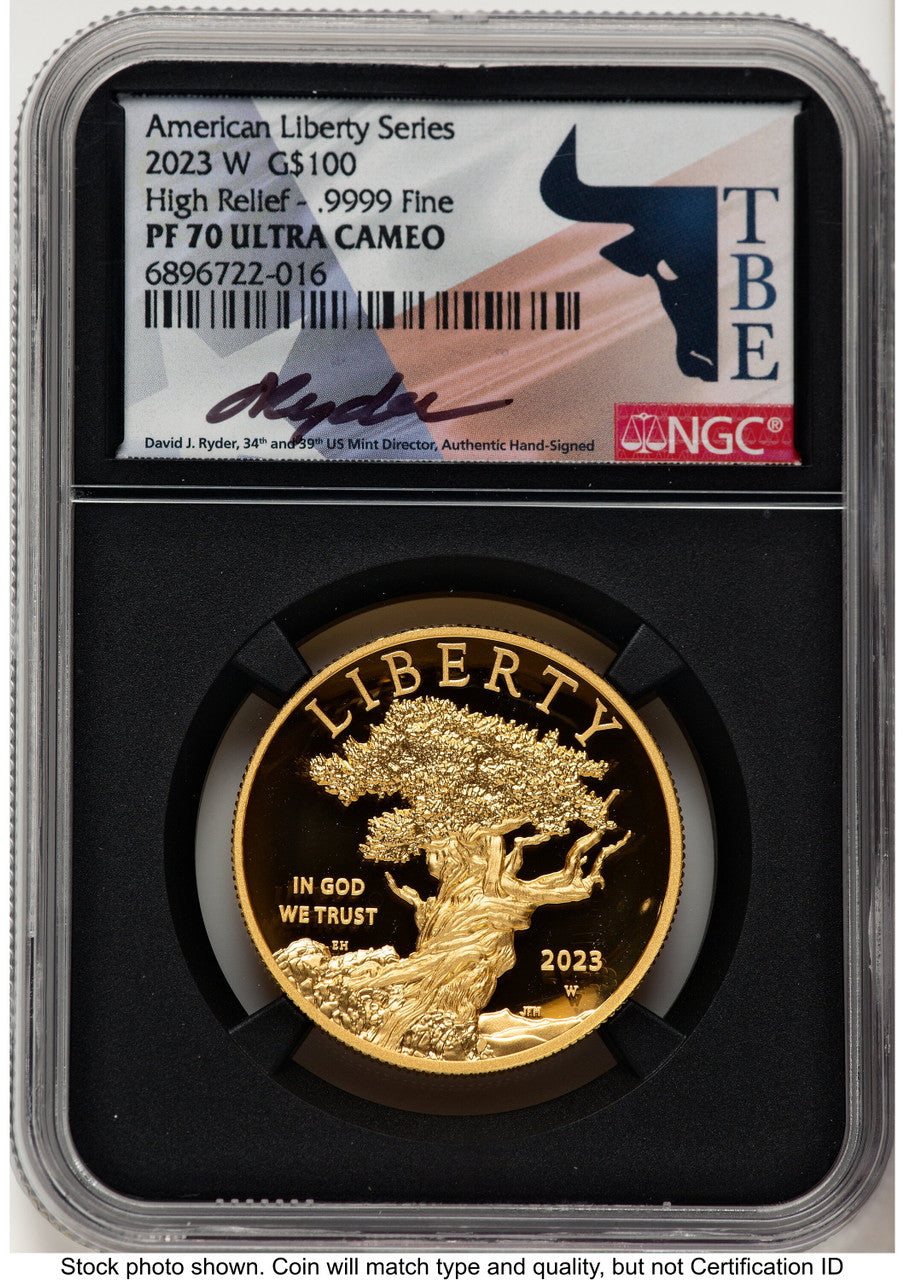 2023-W G$100 American Liberty High Relief David J Ryder TBE Label NGC PF70
