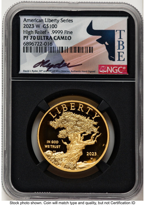 2023-W G$100 American Liberty High Relief David J Ryder TBE Label NGC PF70