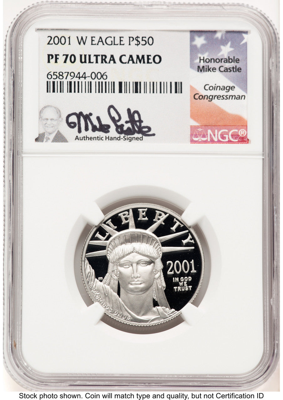 2001-W Proof Platinum Eagle 1/2 oz Mike Castle NGC PF70 (784375109)