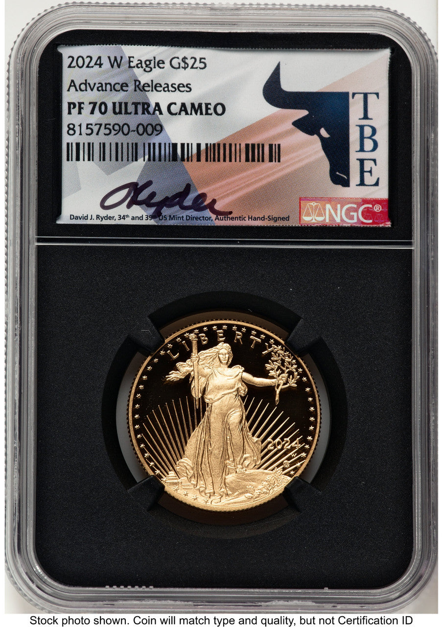 2024-W Proof Gold Eagle 1/2 oz AR David J Ryder TBE Label NGC PF70