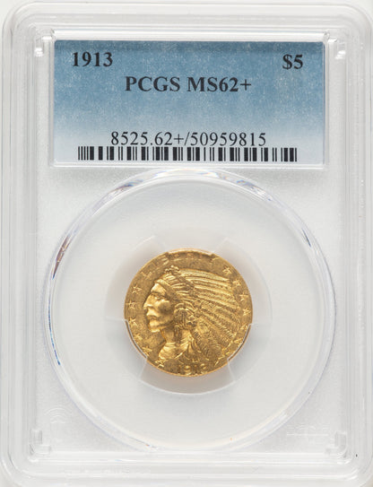 1913 $5 Indian Half Eagle PCGS MS62+