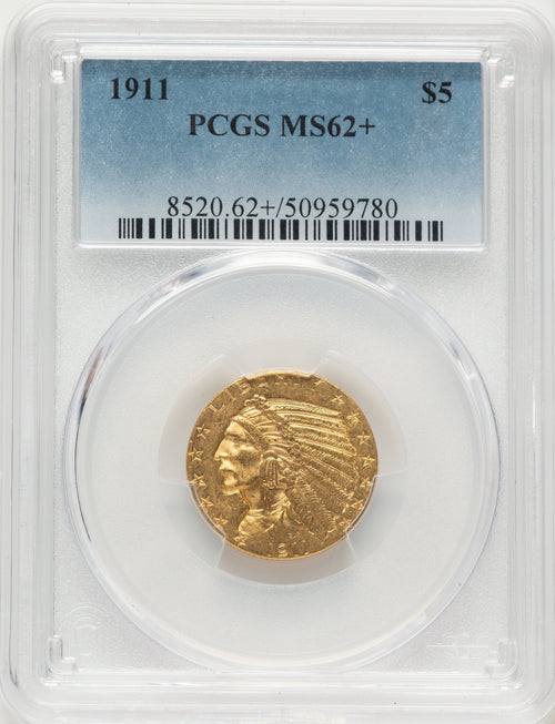 1911 $5 Indian Half Eagle PCGS MS62+
