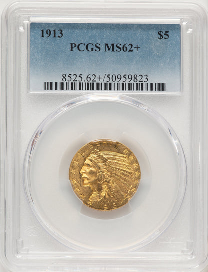 1913 $5 Indian Half Eagle PCGS MS62+