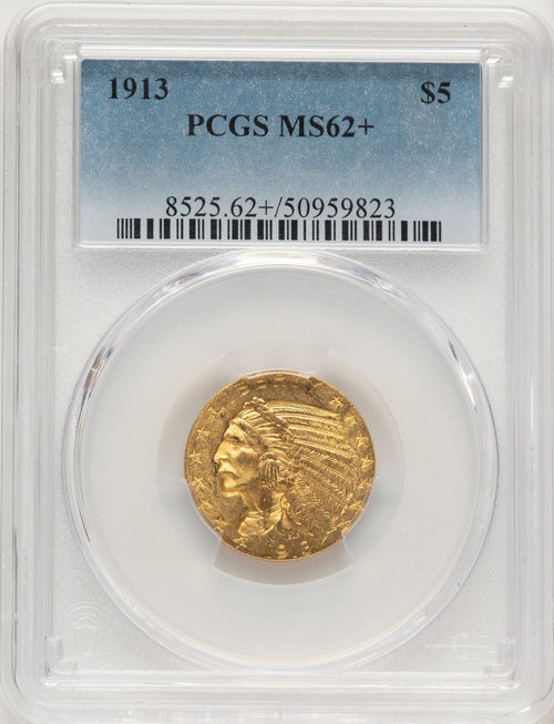 1913 $5 Indian Half Eagle PCGS MS62+