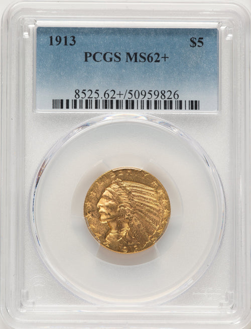 1913 $5 Indian Half Eagle PCGS MS62+