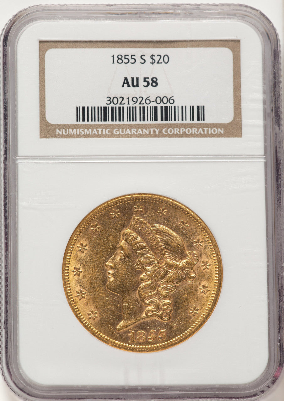 1855-S $20 Liberty Double Eagle NGC AU58 (784404004)
