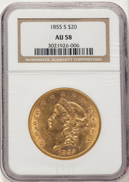 1855-S $20 Liberty Double Eagle NGC AU58 (784404004)