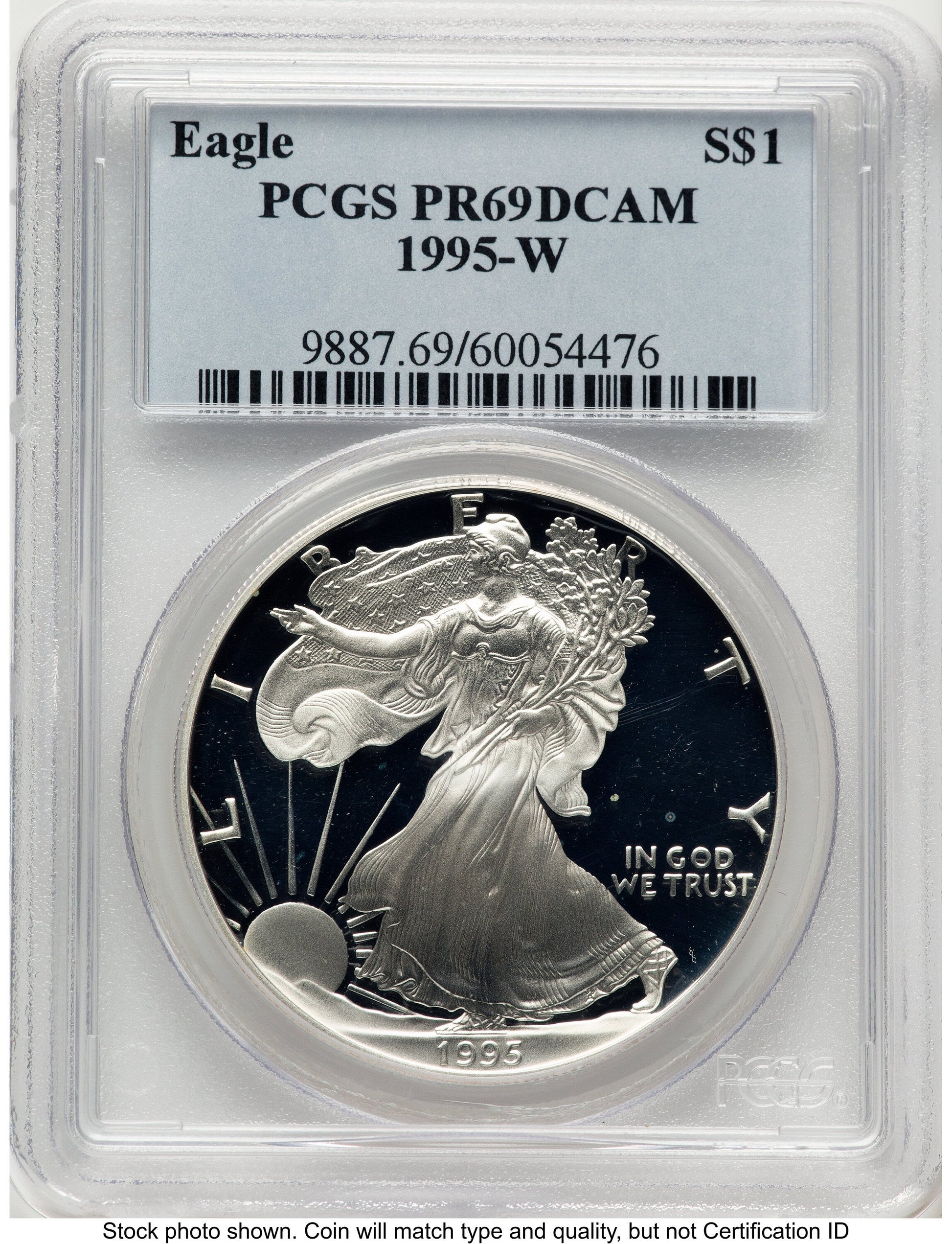 1995-W Proof Silver Eagle 1 oz Blue Label PCGS PR69