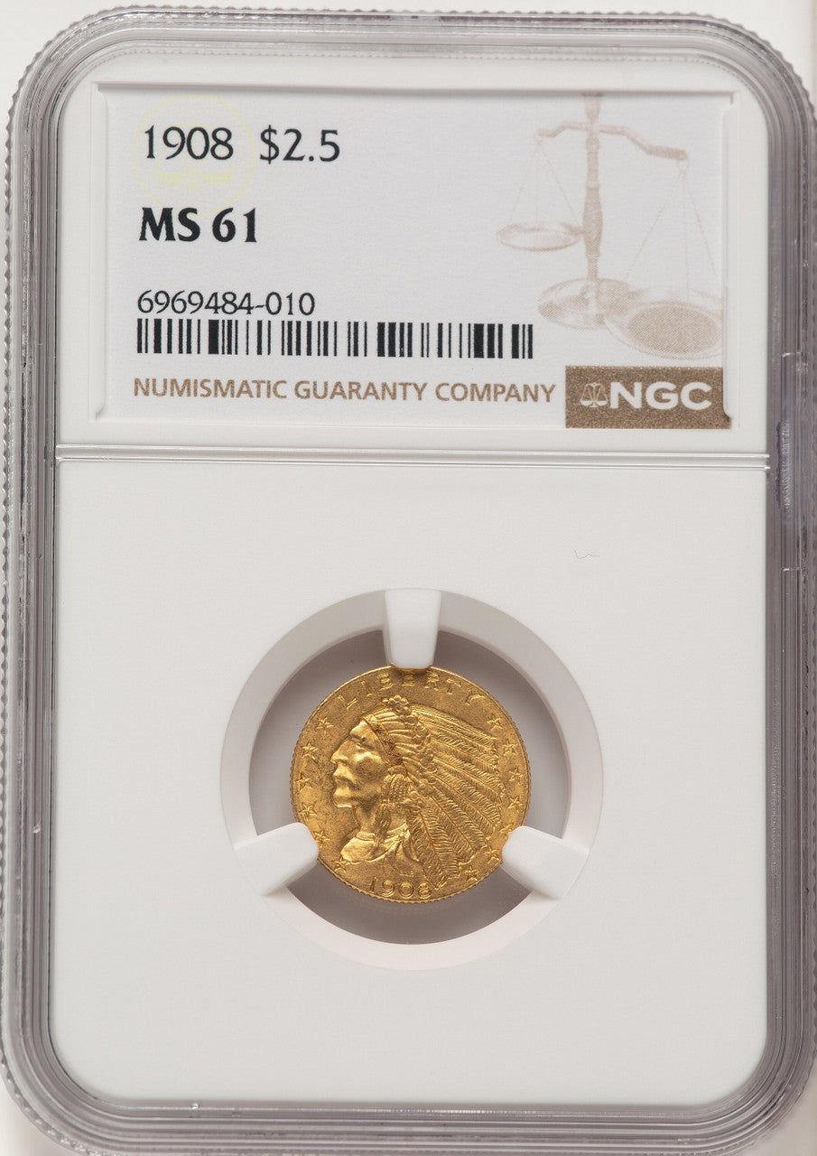 1908 $2.50 Indian Quarter Eagle NGC MS61 (784412056)