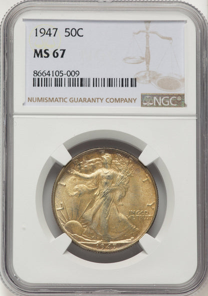 1947 50C Walking Liberty Half Dollar NGC MS67