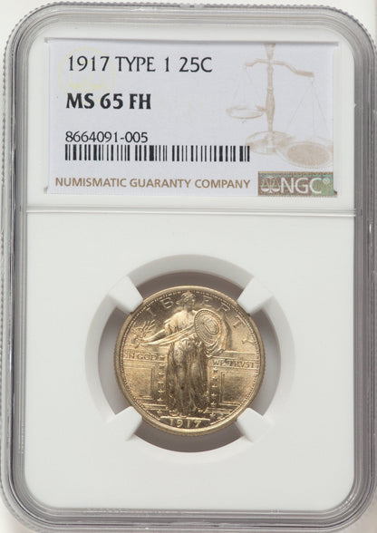 1917 T-1 FH Standing Liberty Quarter NGC MS65