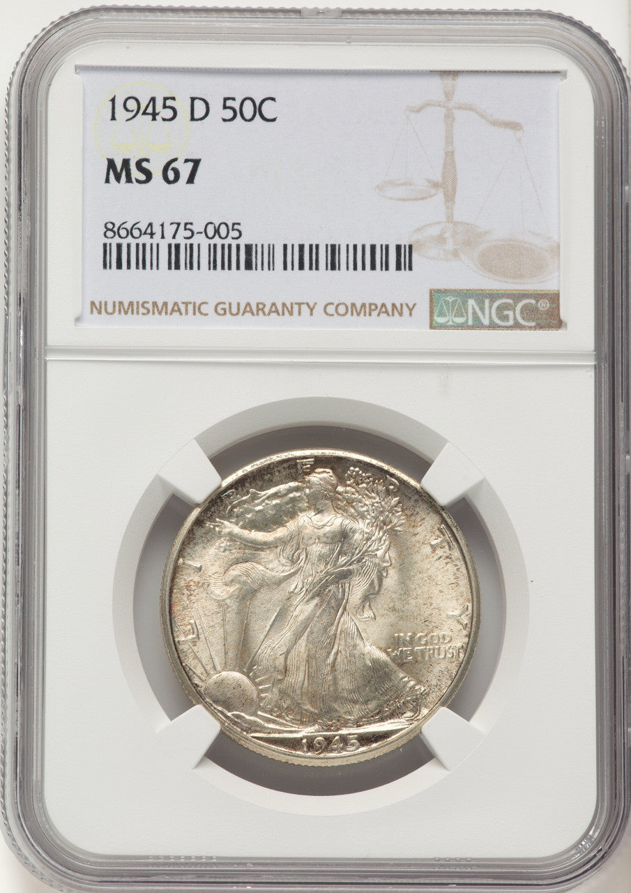 1945-D 50C Walking Liberty Half Dollar NGC MS67