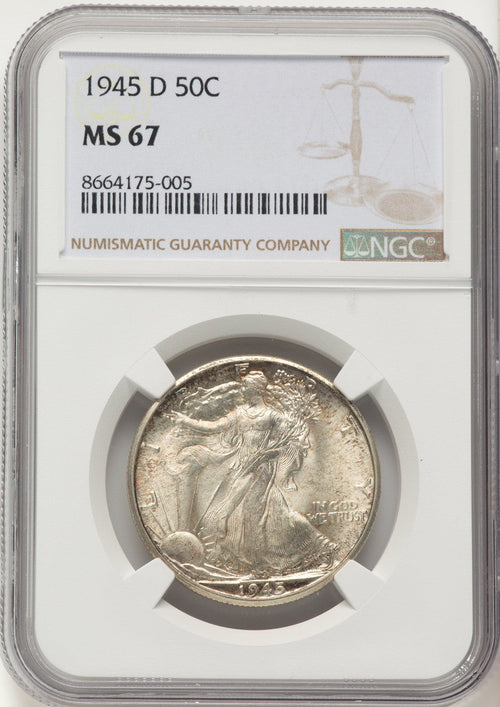 1945-D 50C Walking Liberty Half Dollar NGC MS67