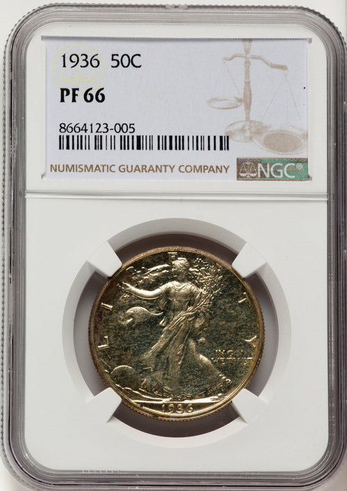 1936 50C Proof Walking Liberty Half Dollar NGC PR66