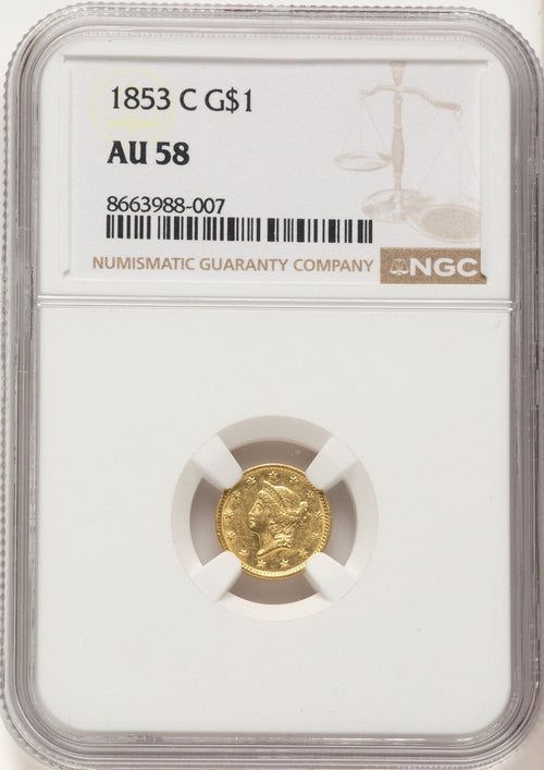 1853-C G$1 Gold Dollar NGC AU58
