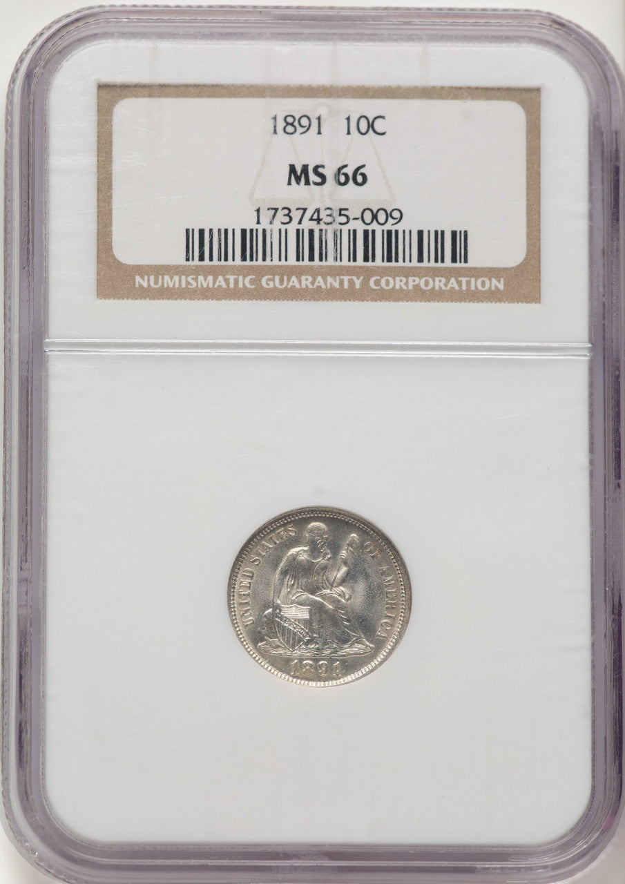 1891 10C Seated Dime NGC MS66