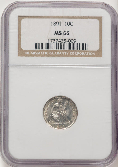 1891 10C Seated Dime NGC MS66