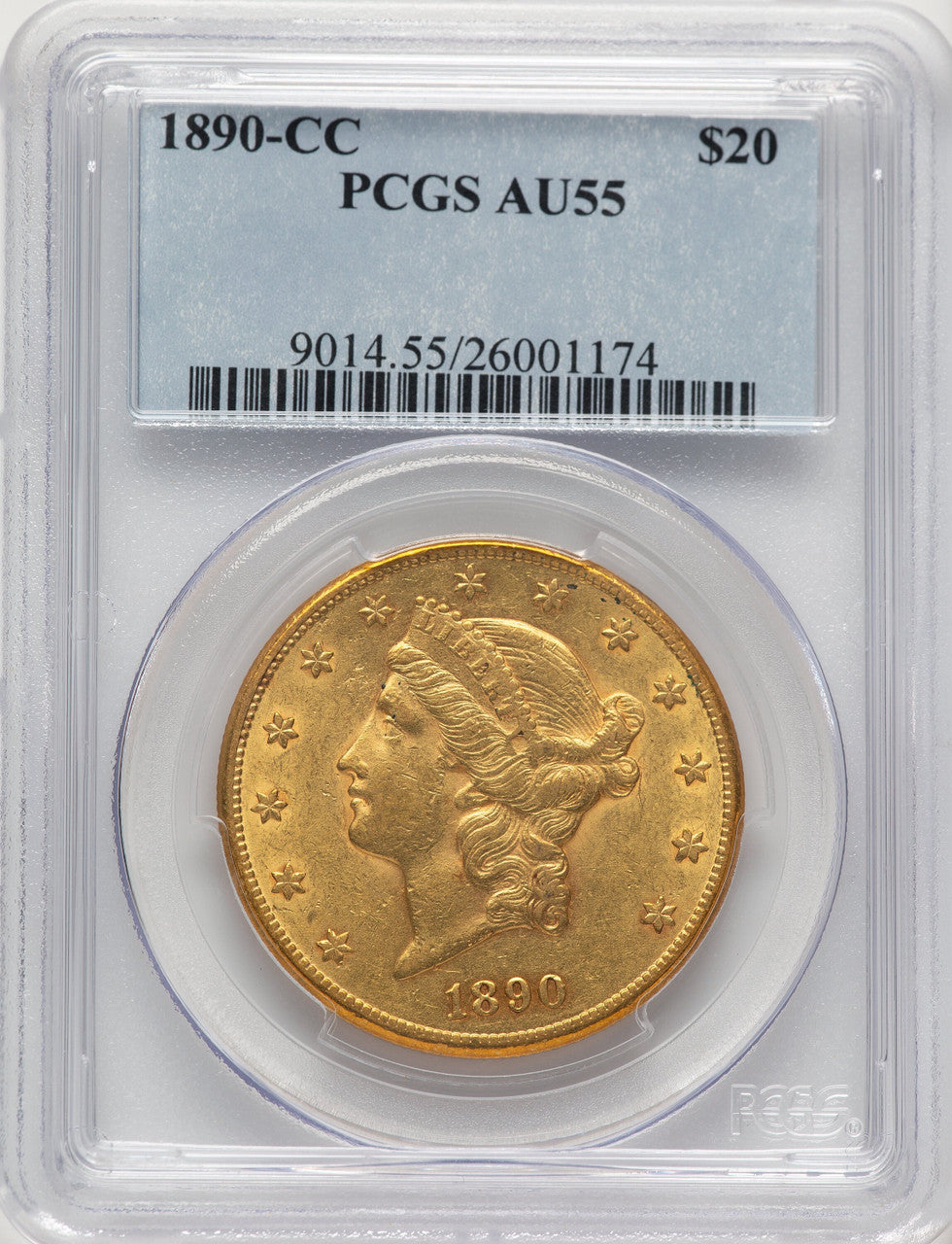 1890-CC $20 Liberty Double Eagle PCGS AU55