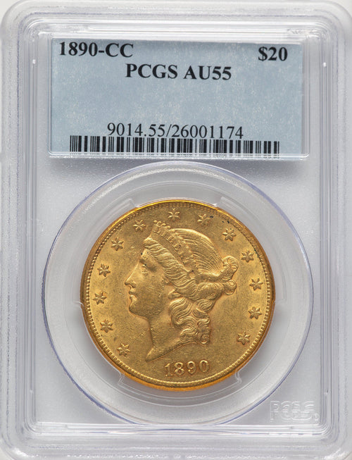 1890-CC $20 Liberty Double Eagle PCGS AU55