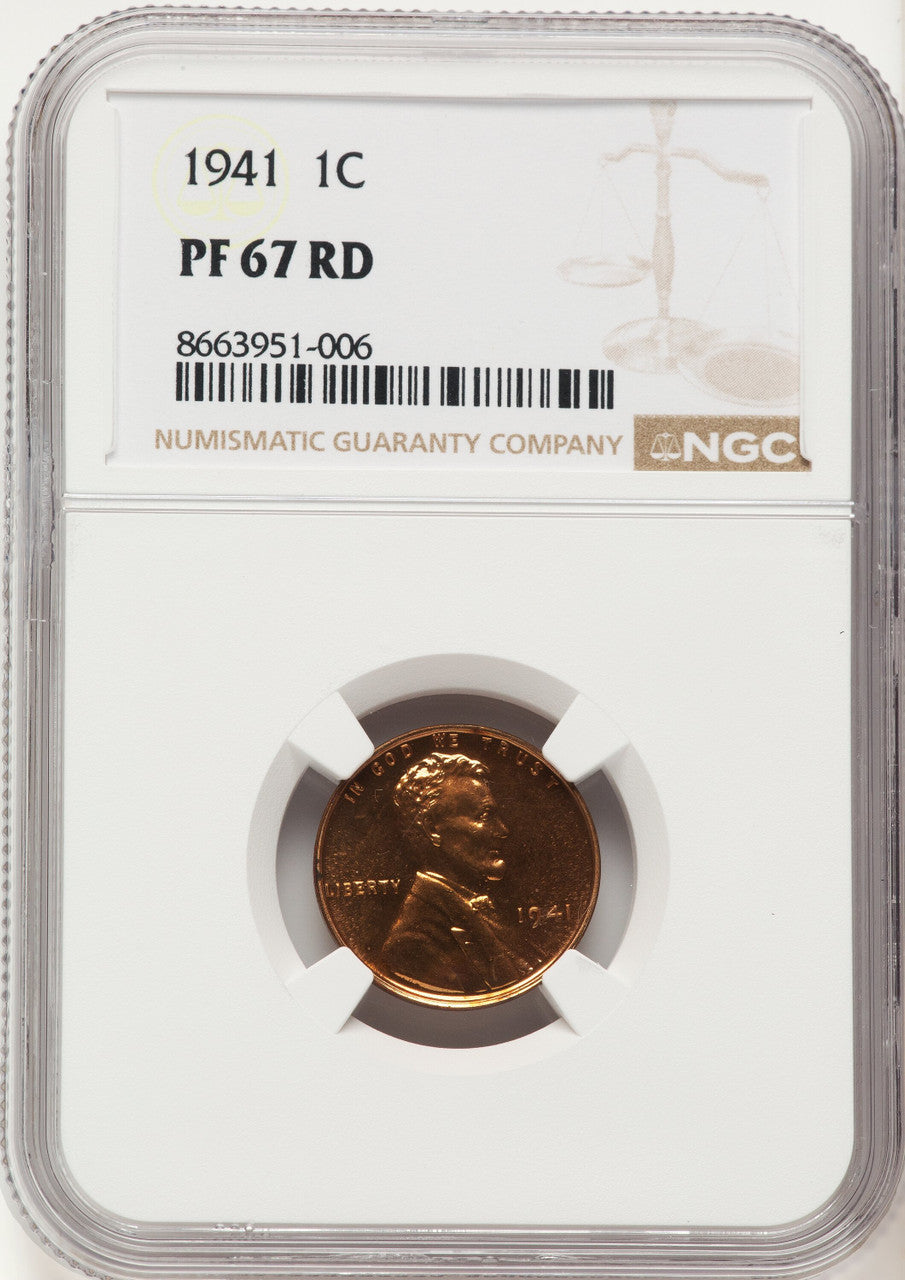 1941 1C RD Proof Lincoln Cent NGC PR67