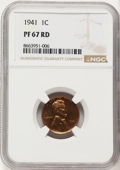 1941 1C RD Proof Lincoln Cent NGC PR67