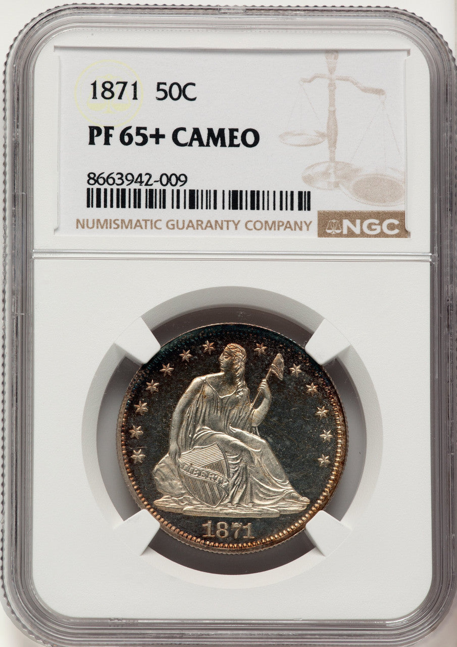 1871 50C CA Proof Seated Half Dollar NGC PR65+