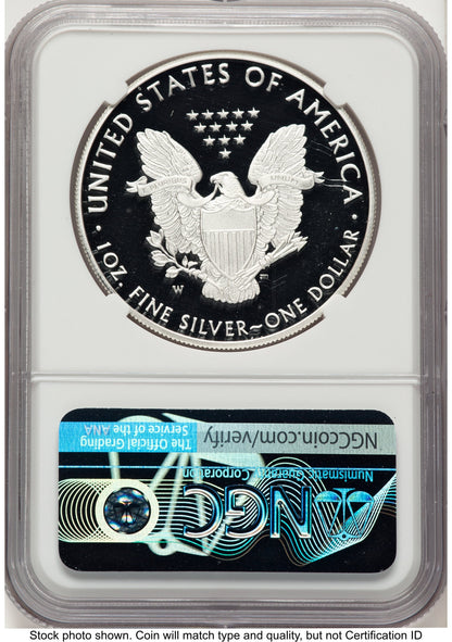 2020-W Proof Silver Eagle V75 Privy 1 oz V-Day Label NGC PF70