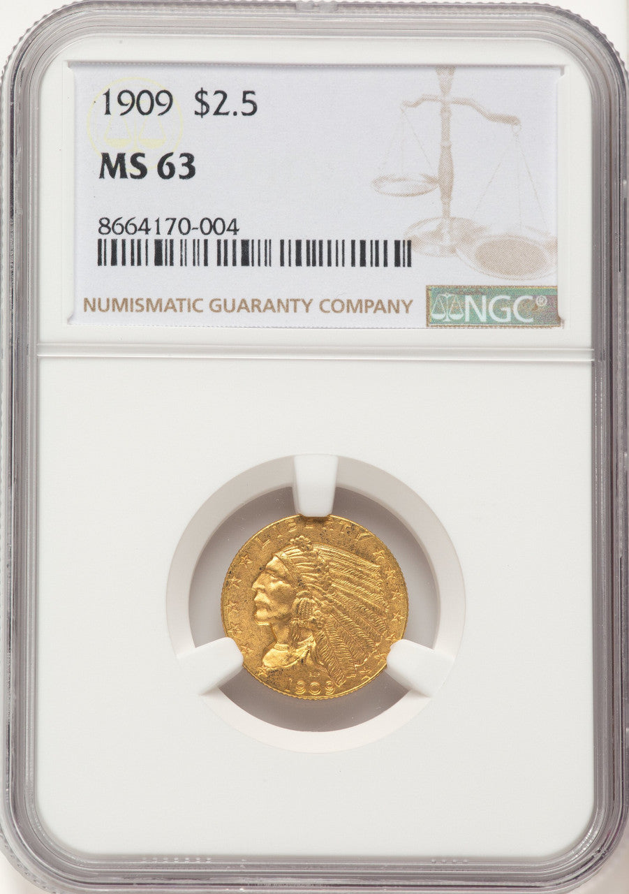 1909 $2.50 Indian Quarter Eagle NGC MS63