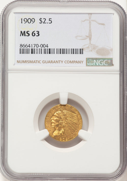 1909 $2.50 Indian Quarter Eagle NGC MS63