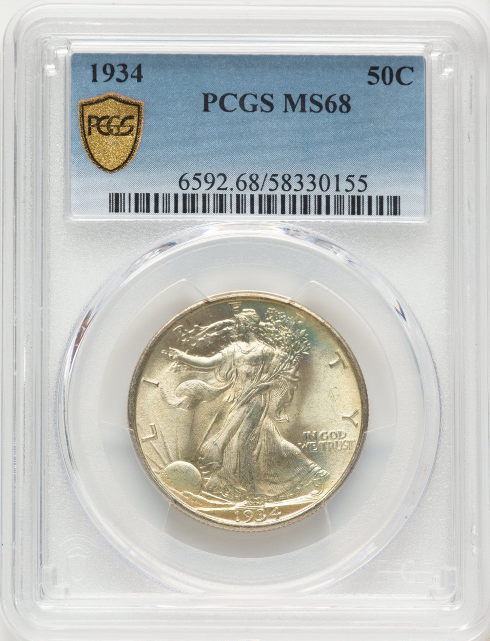 1934 50C Walking Liberty Half Dollar PCGS MS68