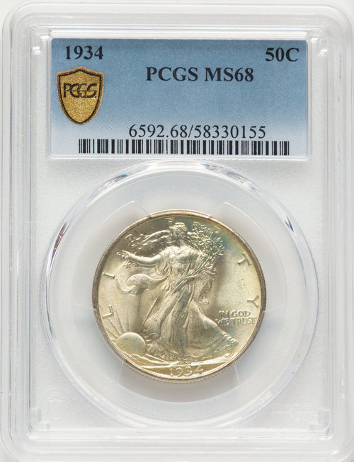 1934 50C Walking Liberty Half Dollar PCGS MS68
